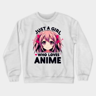 Anime Fanatic Pink-Haired Girl Design Crewneck Sweatshirt